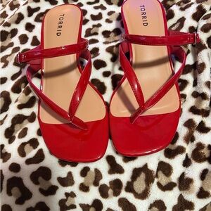 torrid Red Patent Crisscross Slide Sandals